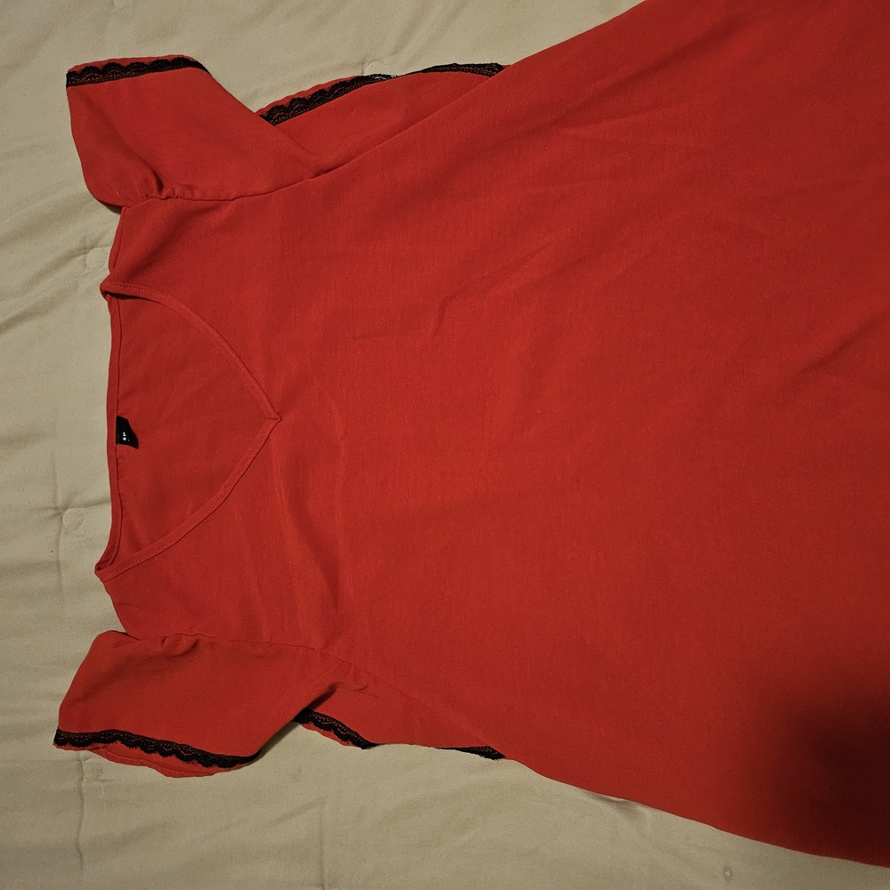 SHEIN Red Ruffled Sailor Collar Blouse